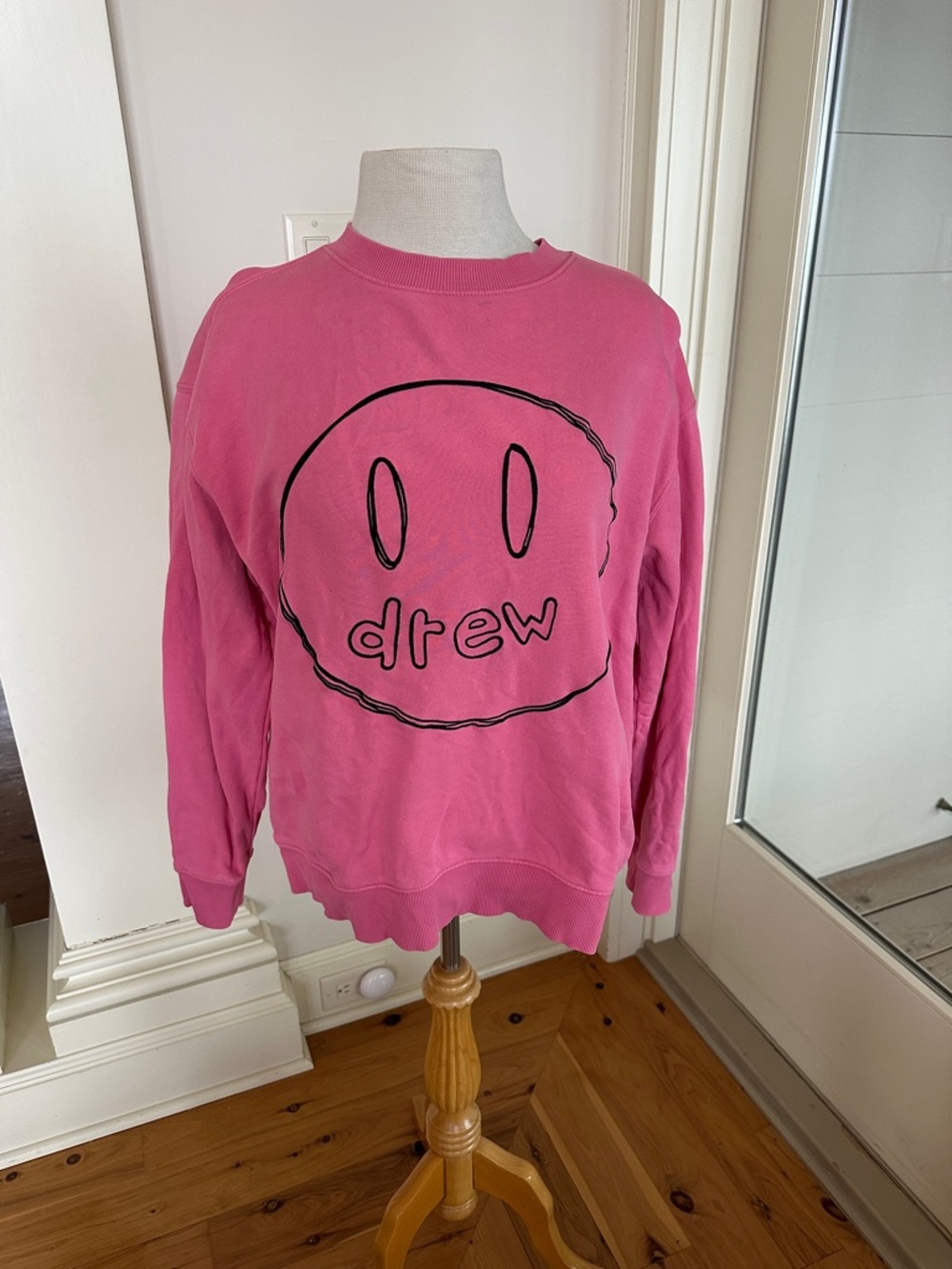 DREW Bright Pink Smiley Logo Sweatshirt small Drew house